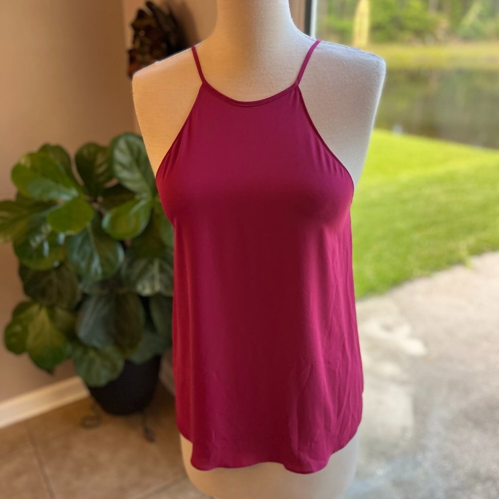 Loft Halter Tank Top Burgundy Maroon Red V Neck Back in  Size‎ XS.